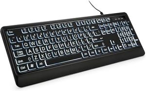 Large Print Backlit Keyboard, USB Wired Computer Keyboard